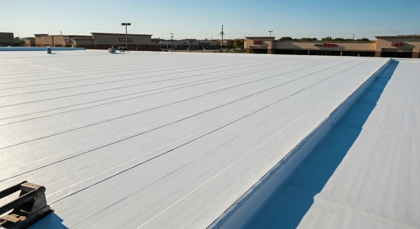 Commercial flat roof TPO installation