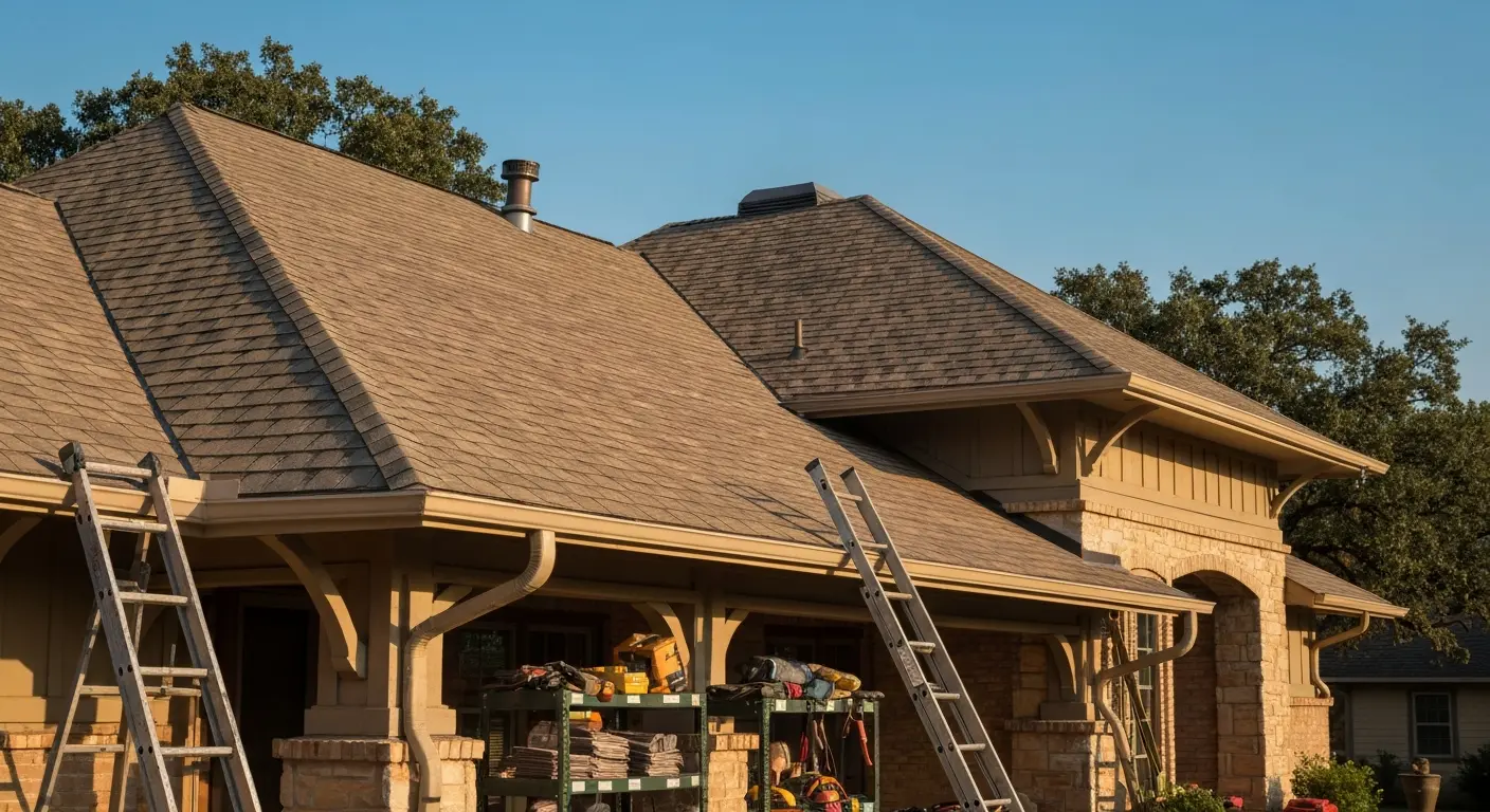 Residential roof installation on Craftsman home