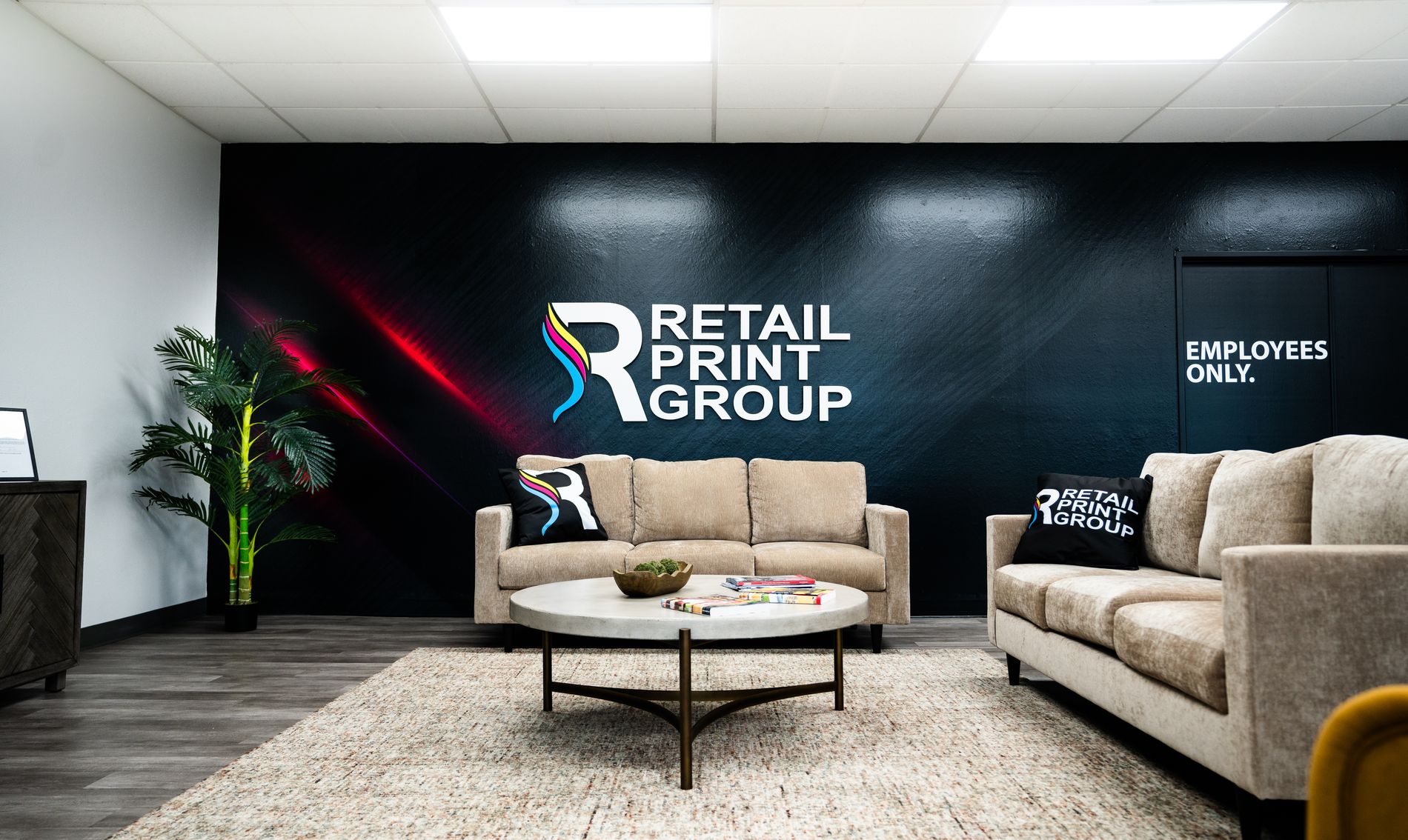 Retail Print Group lobby and logo wall, Henderson NV