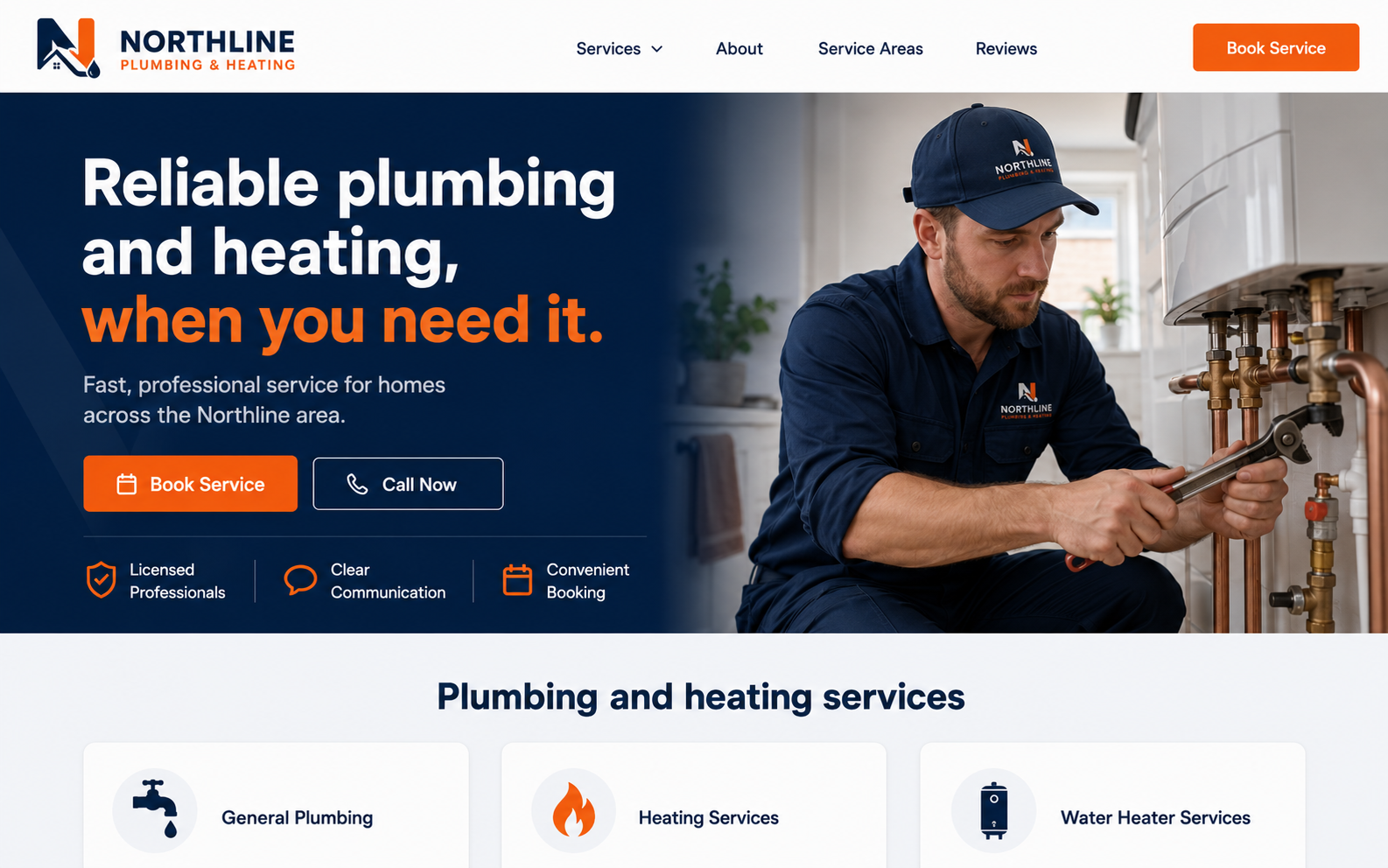 Northline Plumbing desktop website preview