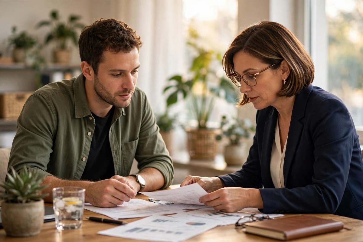Small business owner discussing business loan options with a financial advisor in Ontario Small business owner discussing business loan options with a financial advisor in Ontario