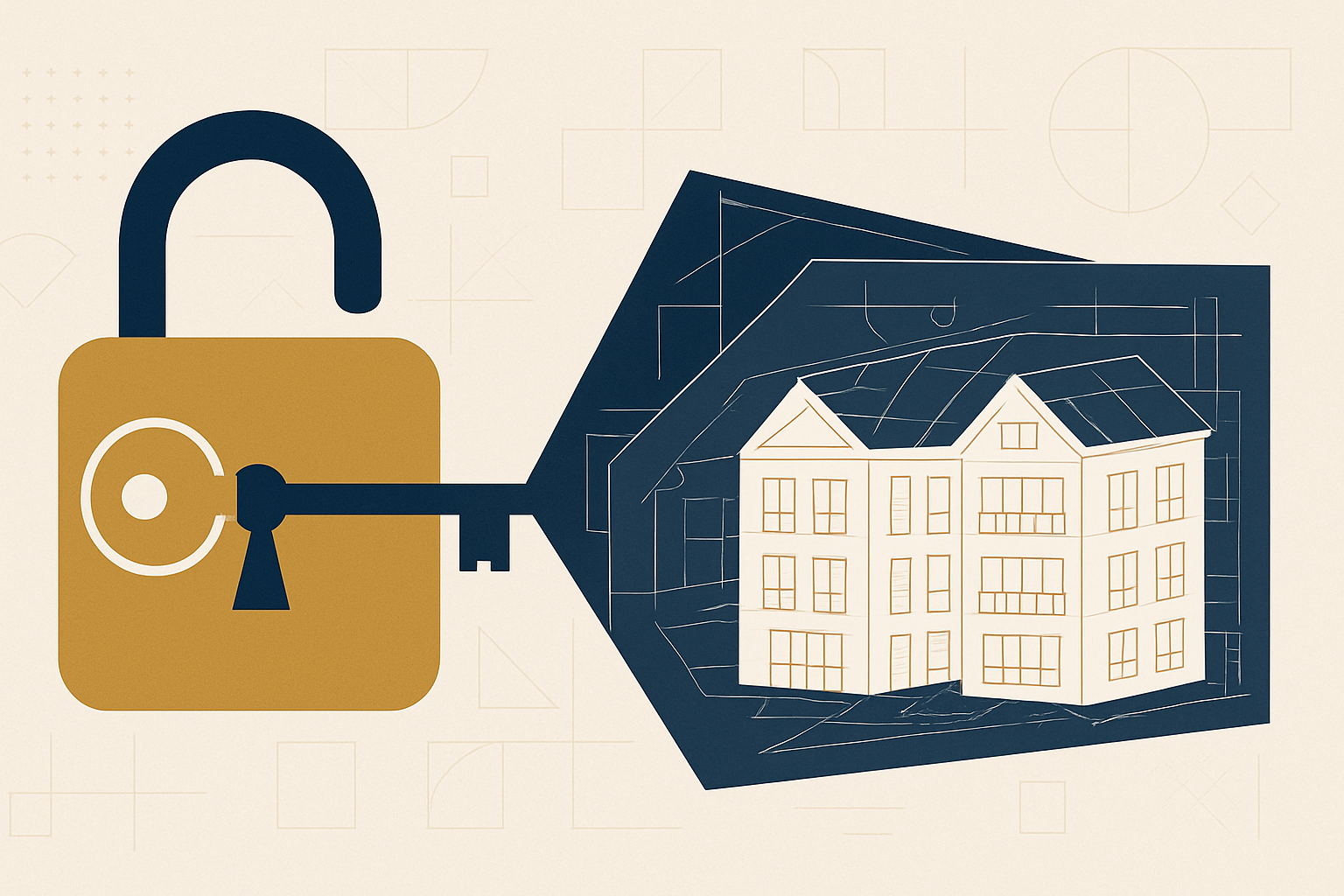 Editorial illustration showing multifamily real estate analysis