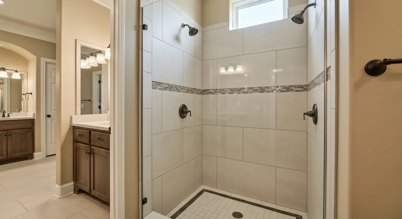Walk-in shower with tile