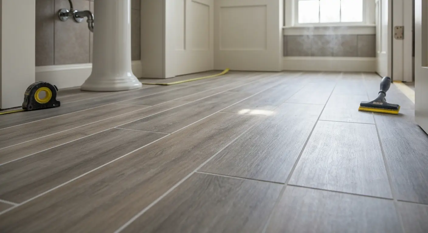 Luxury vinyl bathroom floor