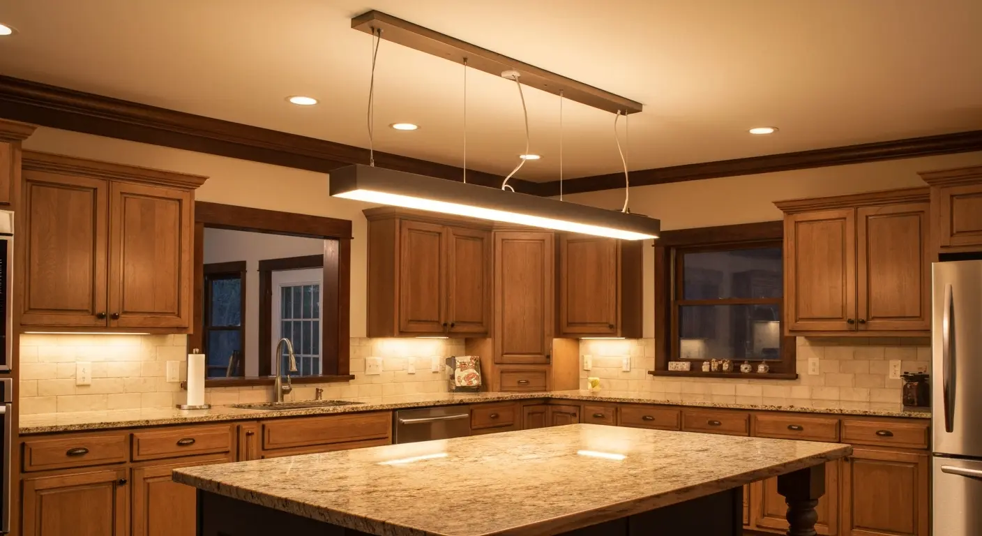 Kitchen island lighting installation