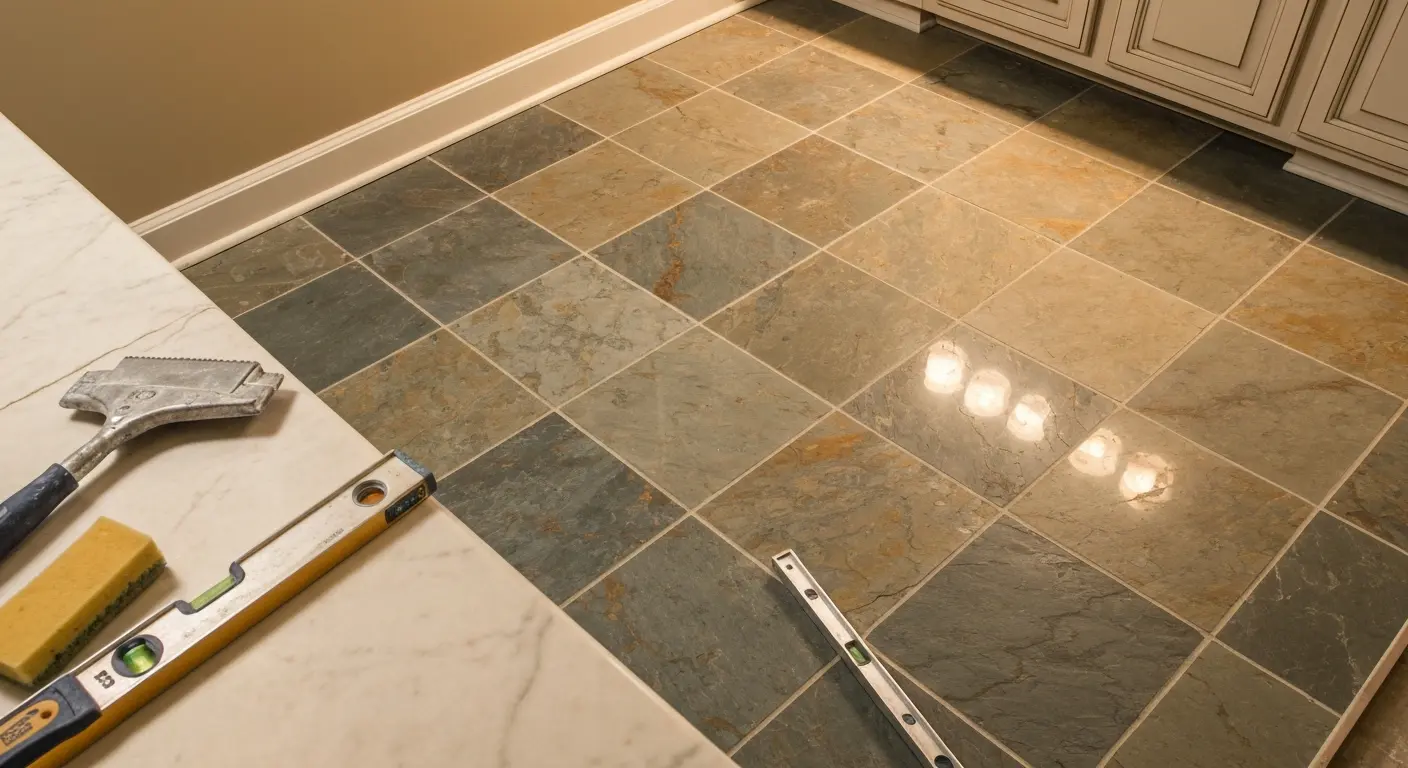 Natural stone bathroom flooring