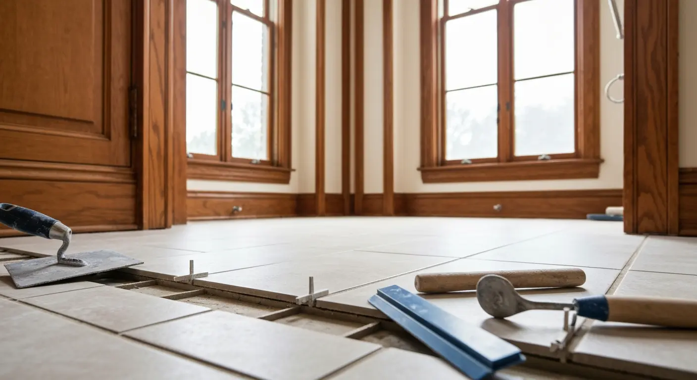Bathroom tile flooring