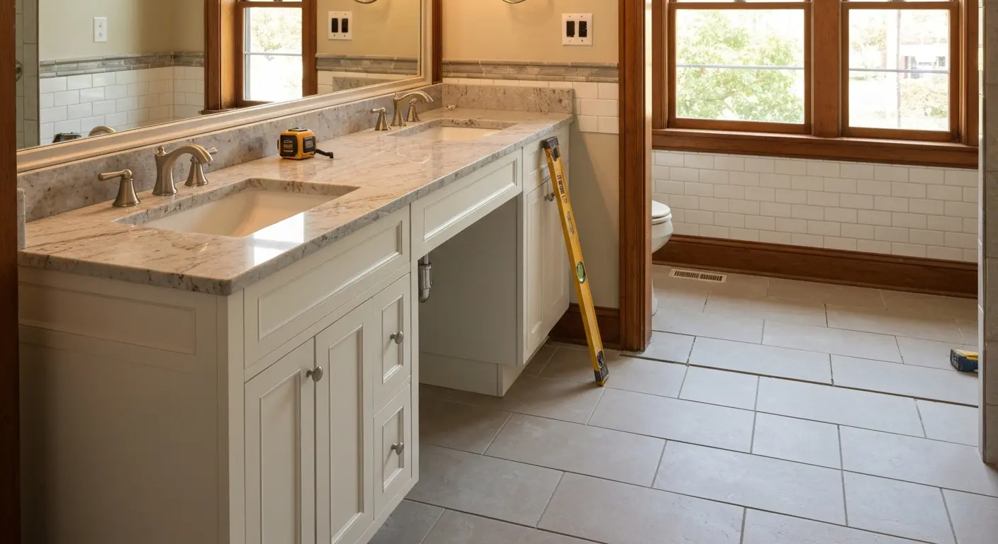 Vanity and flooring installation