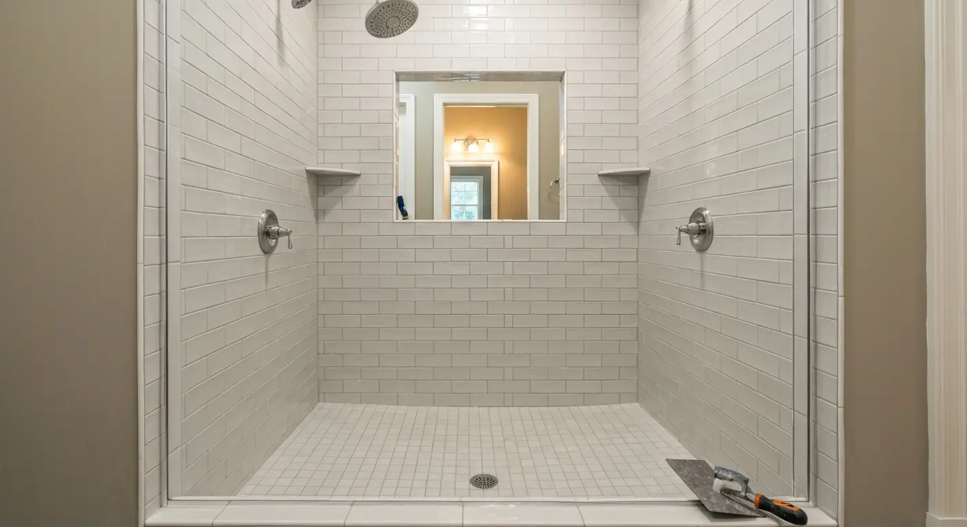 Tile shower installation work