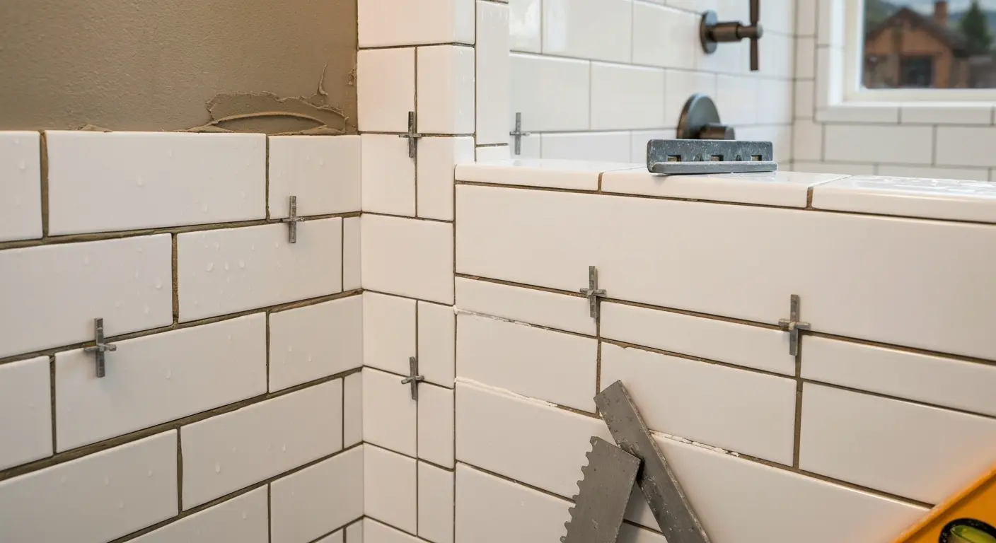 Tile shower installation detail