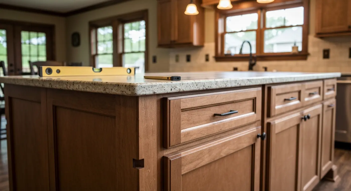 Island cabinet and countertop installation