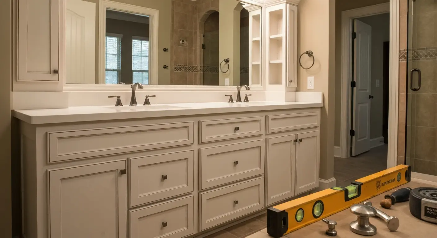Custom bathroom vanity installation