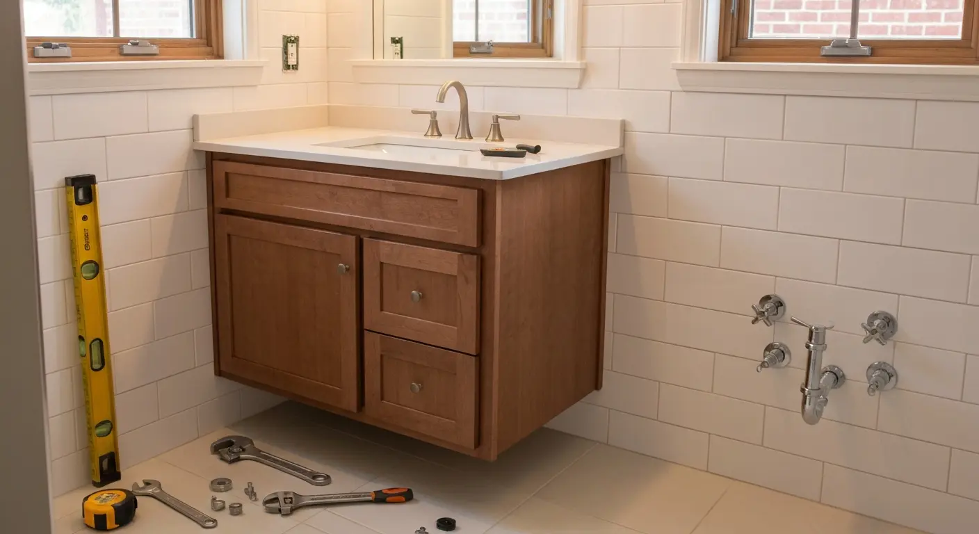 Bathroom vanity and sink installation