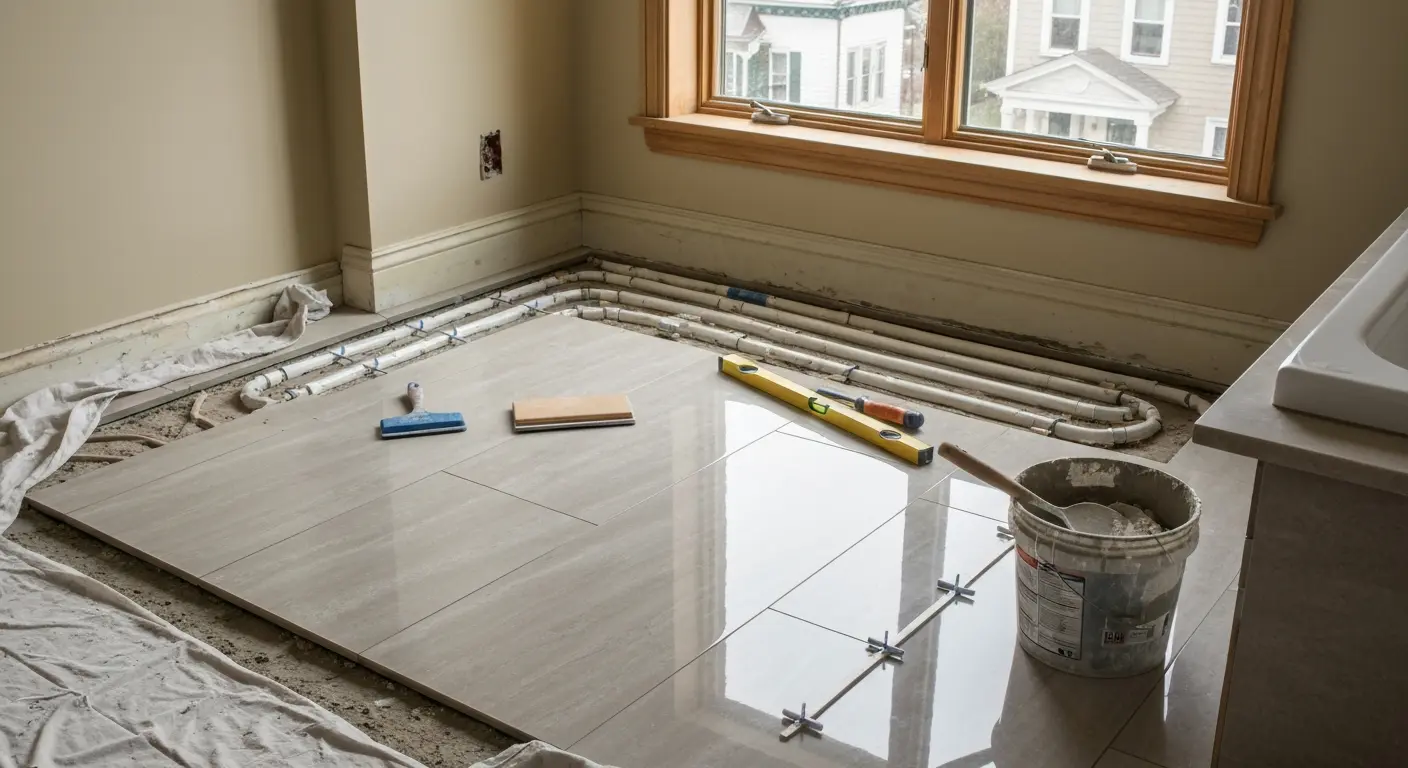 Bathroom floor installation