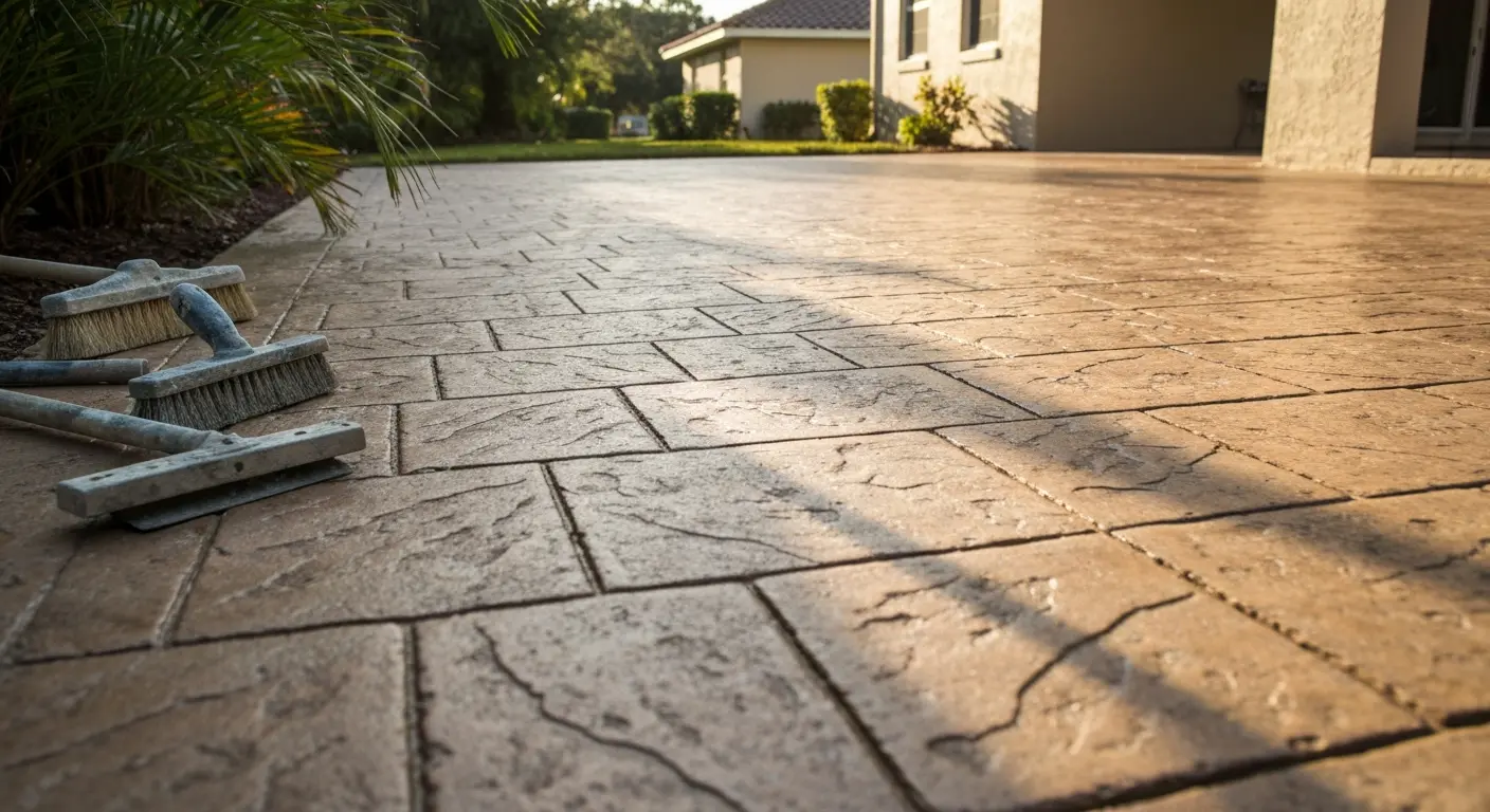Stamped concrete patio