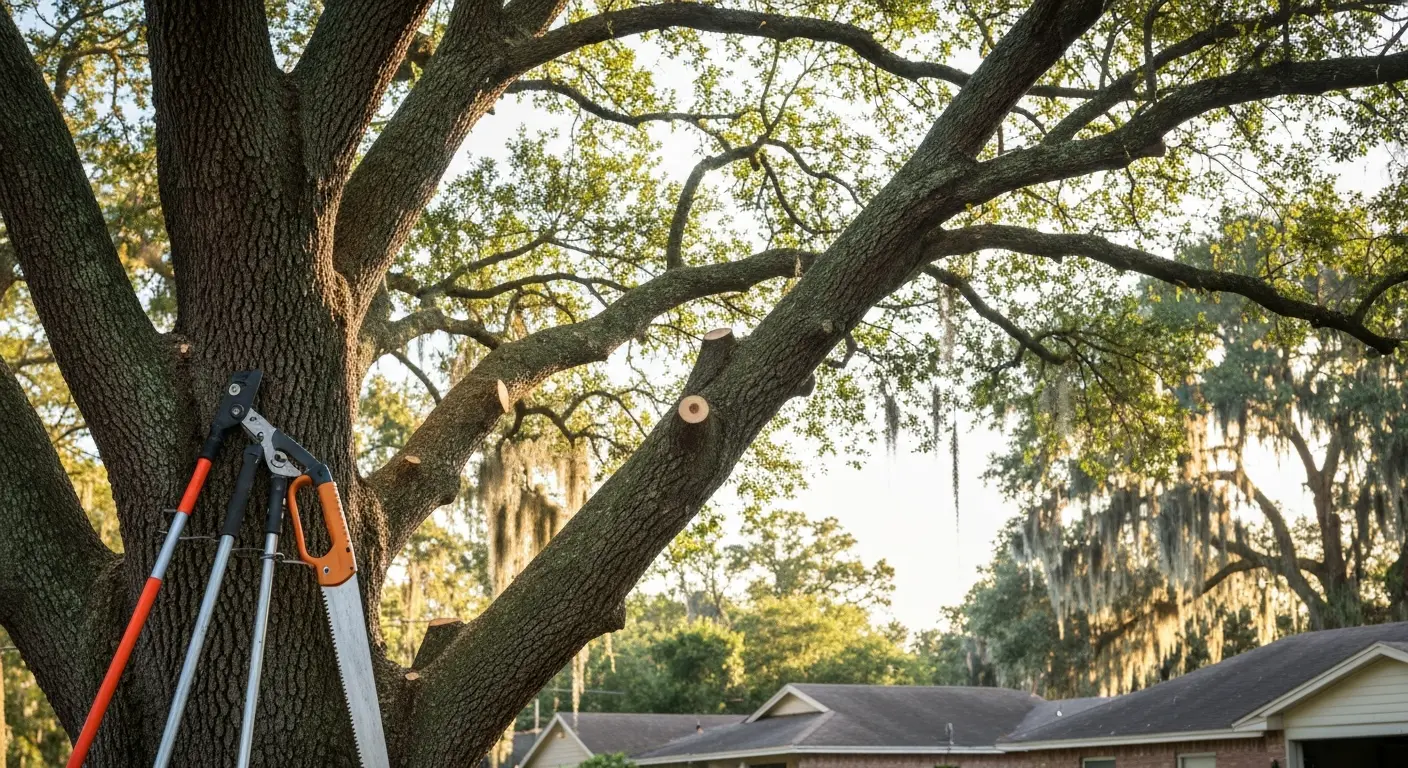 Crown thinning on mature tree