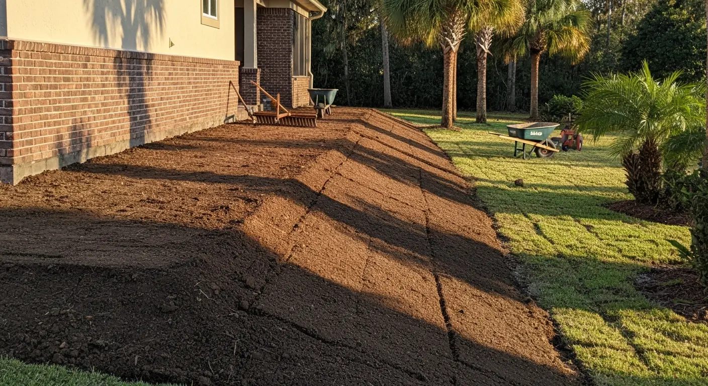 Yard grading project in Orlando