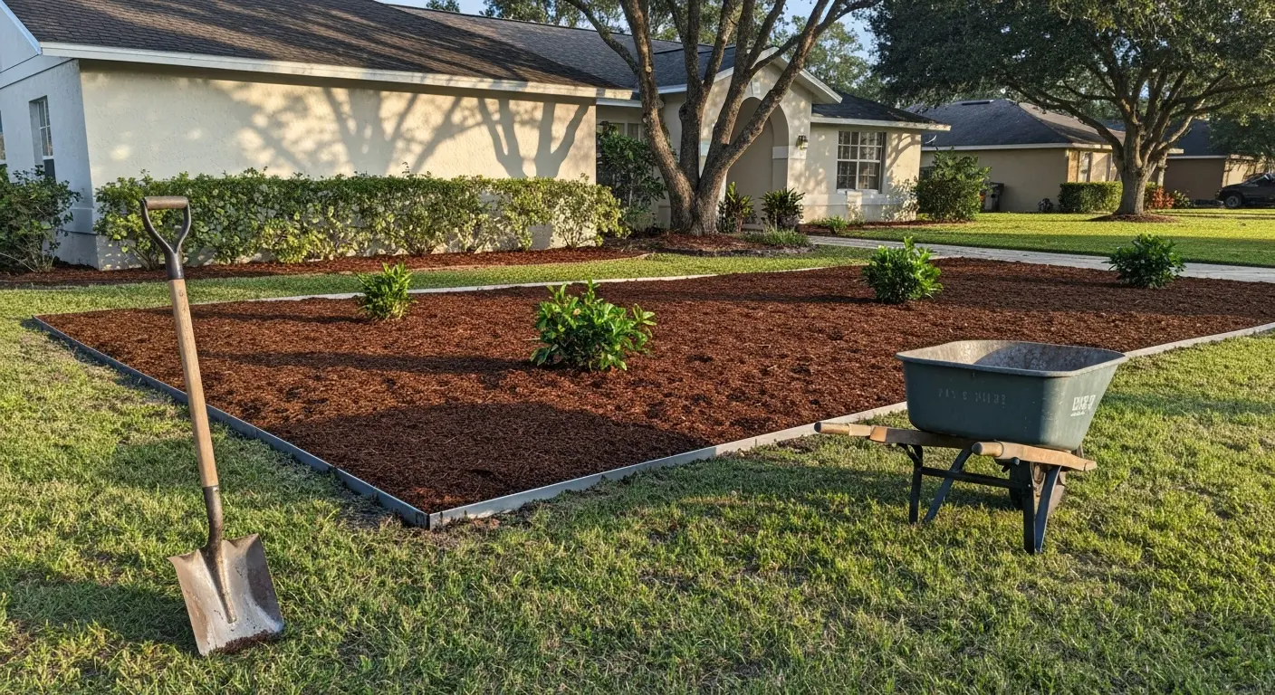 Garden bed and mulch installation
