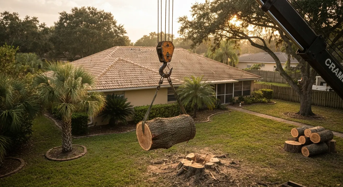 Crane service for tree removal in Orlando