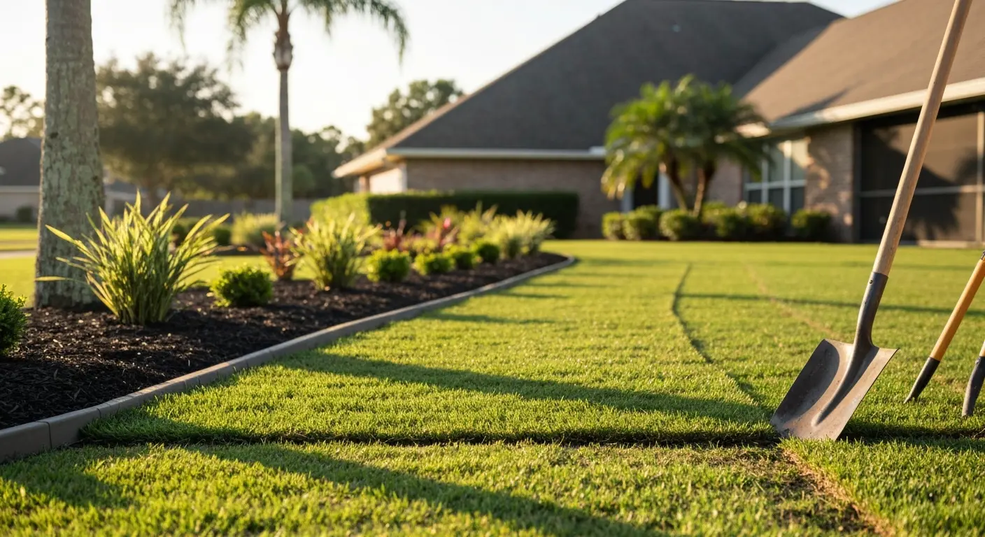 Lawn and garden bed installation