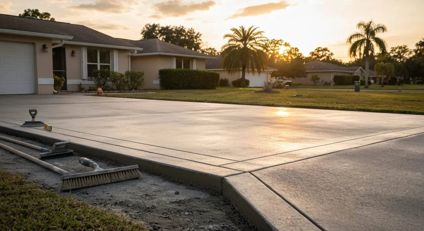 Concrete driveway installation