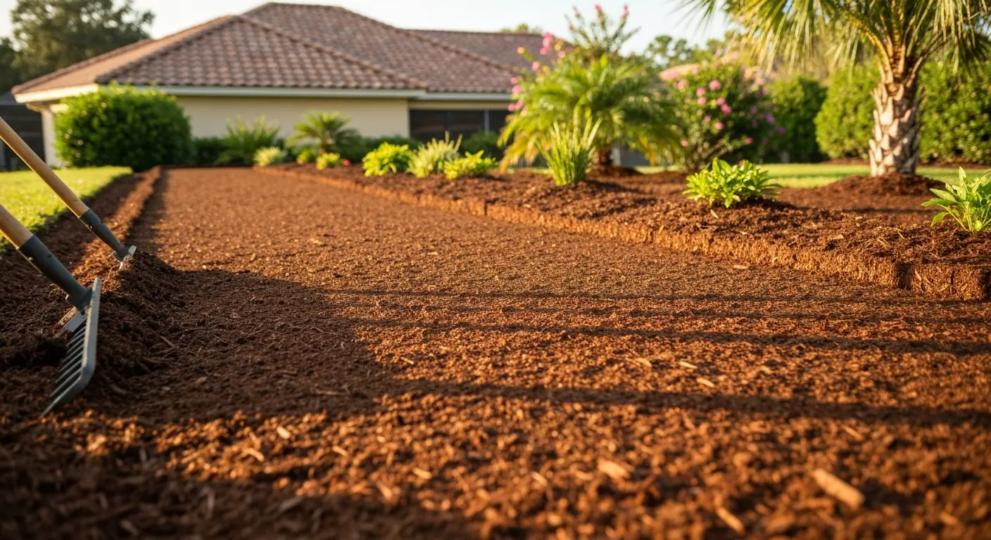 Landscape bed mulch installation
