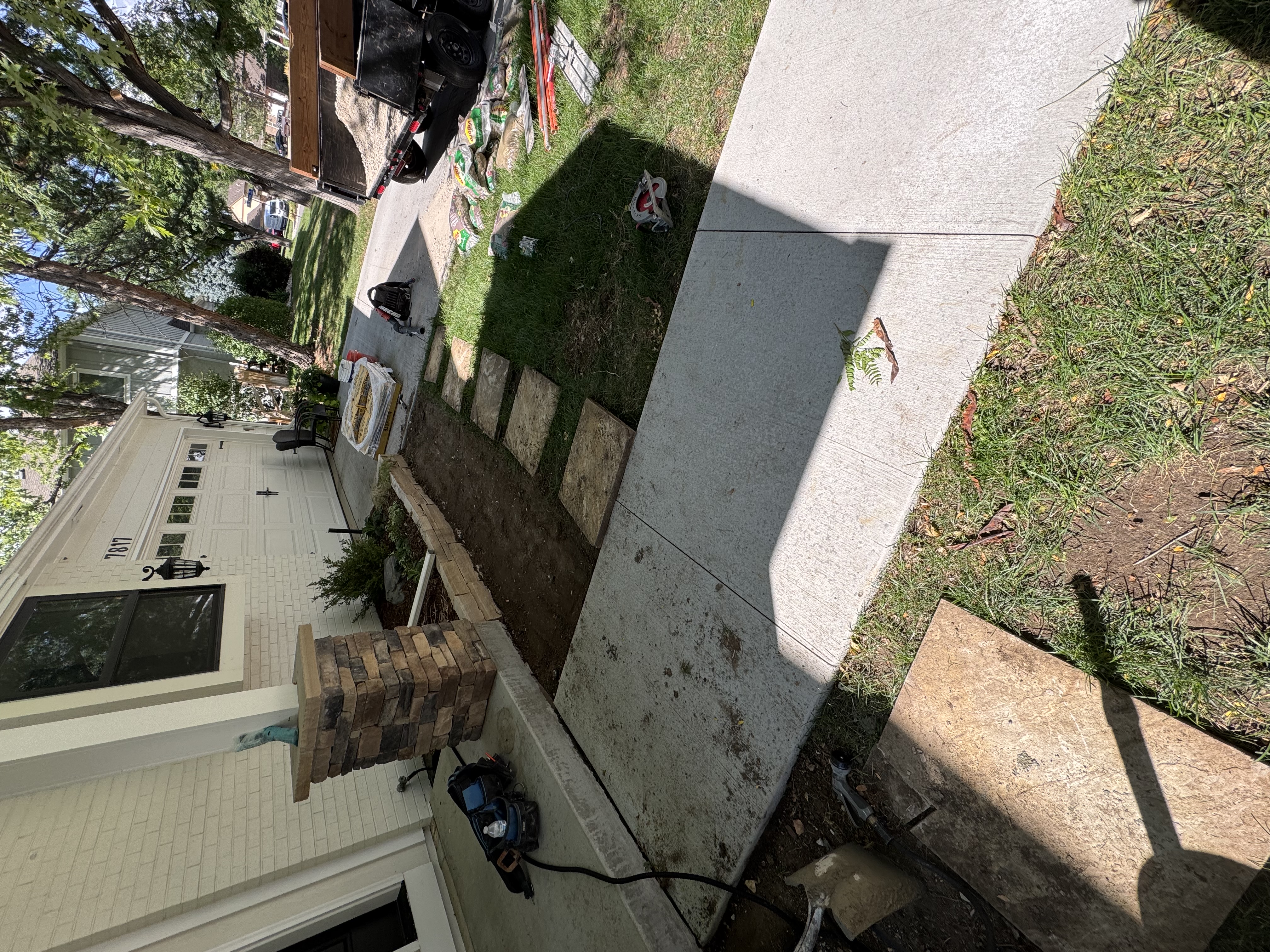 Tiered Retaining Wall & Stone Walkway