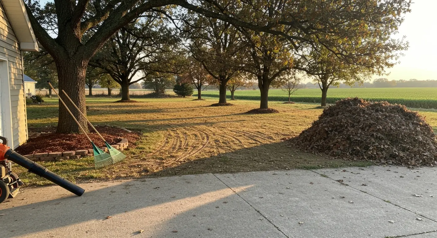 Fall leaf cleanup in Martin