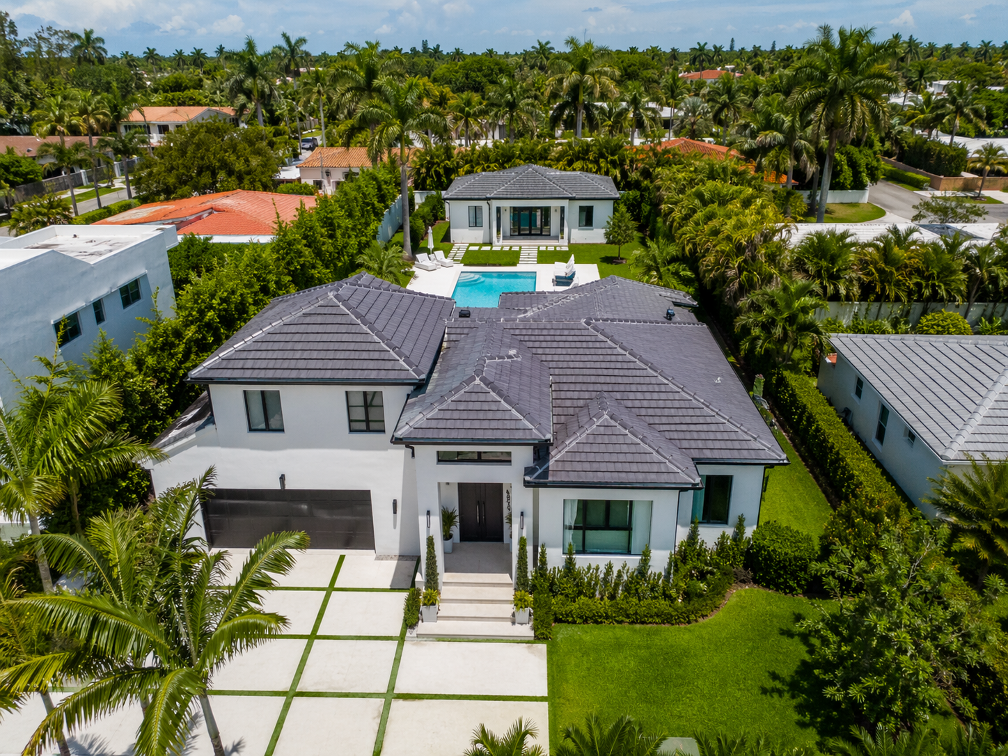 Aerial view new construction with ADU Miami