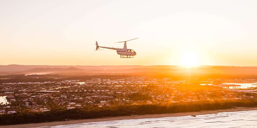 Champagne Sunset helicopter flight Sunshine Coast