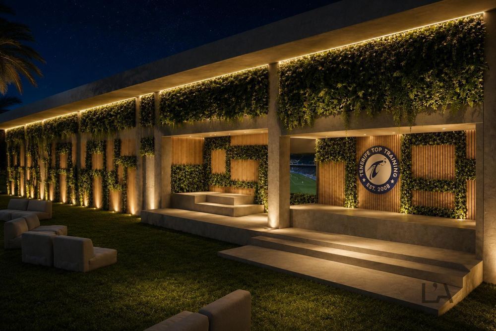 The terrace at night