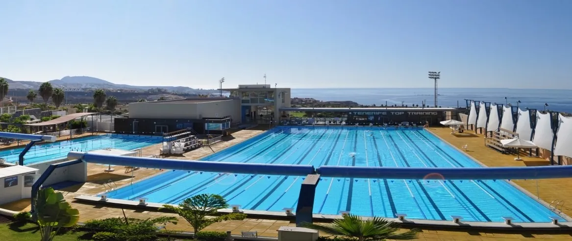 The 50m pool with the Atlantic behind