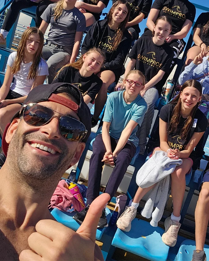 David with the squad in the stands at the daily confidence session