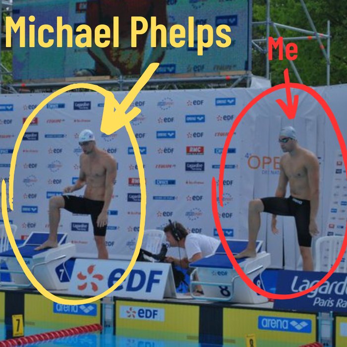 David Karasek on the blocks next to Michael Phelps