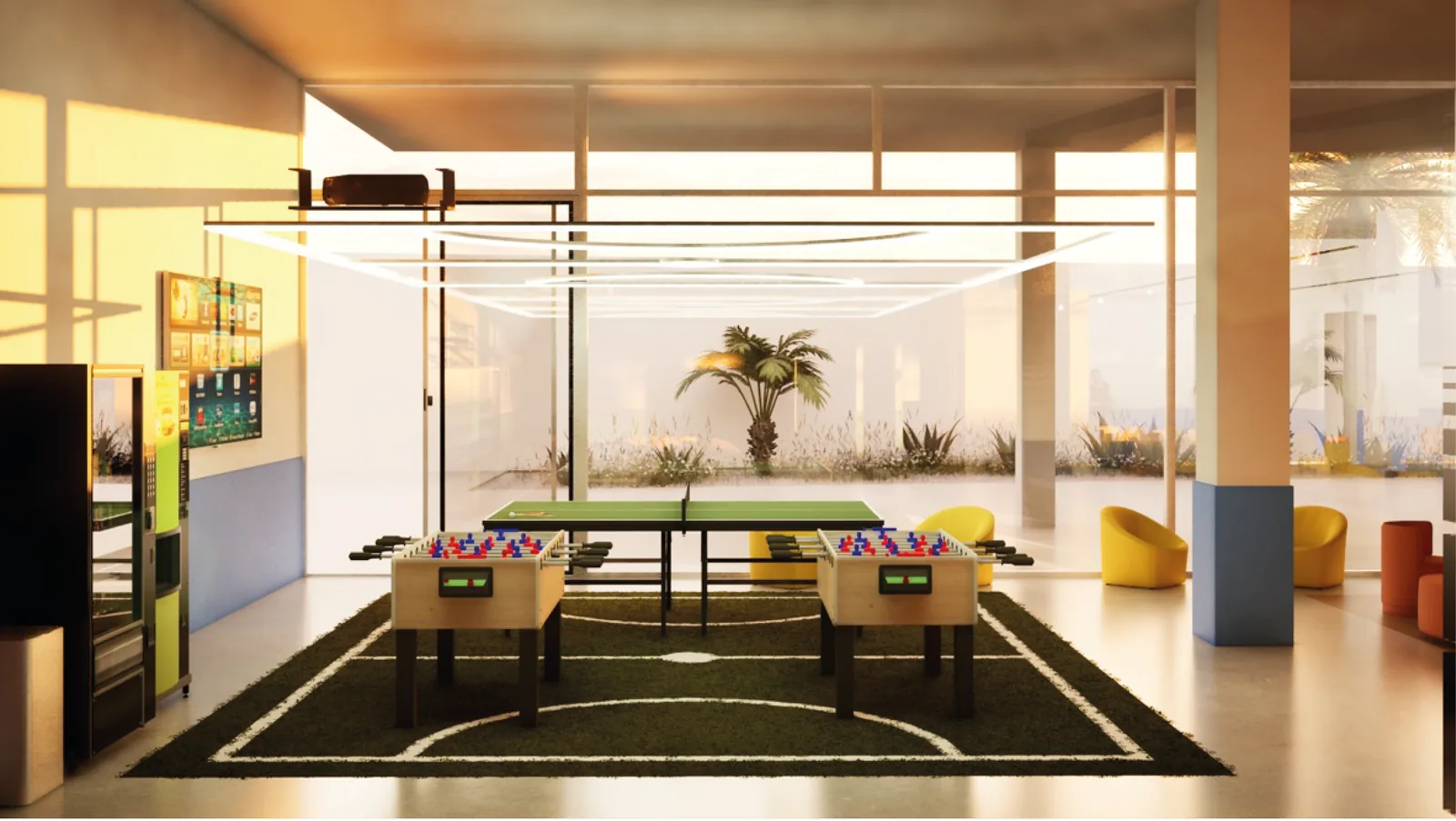 The games lounge — table tennis and foosball