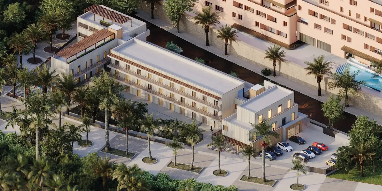 The T3 Residence from above, next to the pools