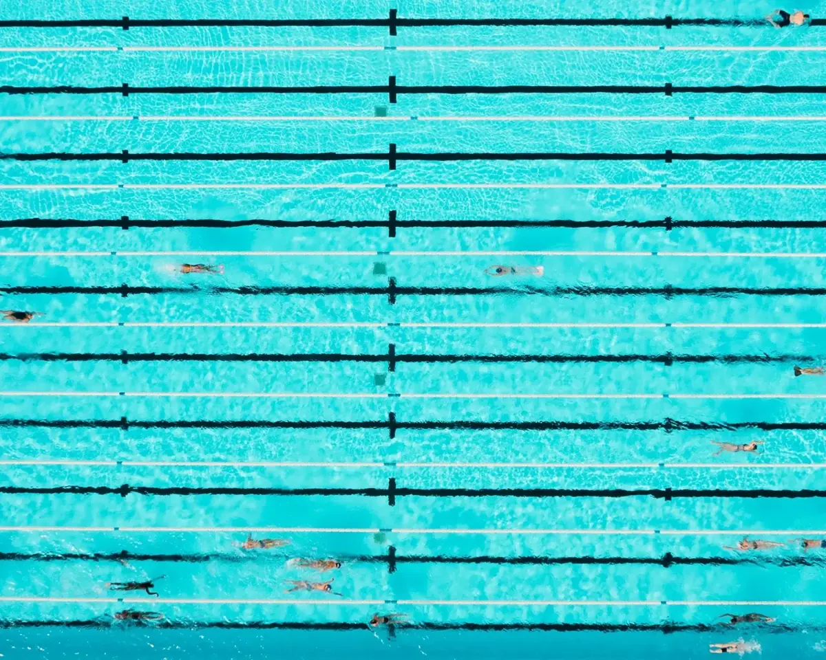 Turquoise lanes seen straight from above