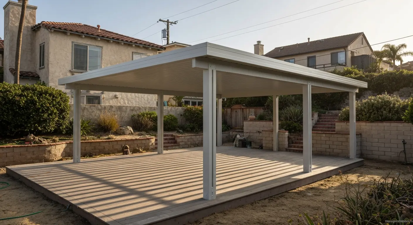Covered deck with shade structure