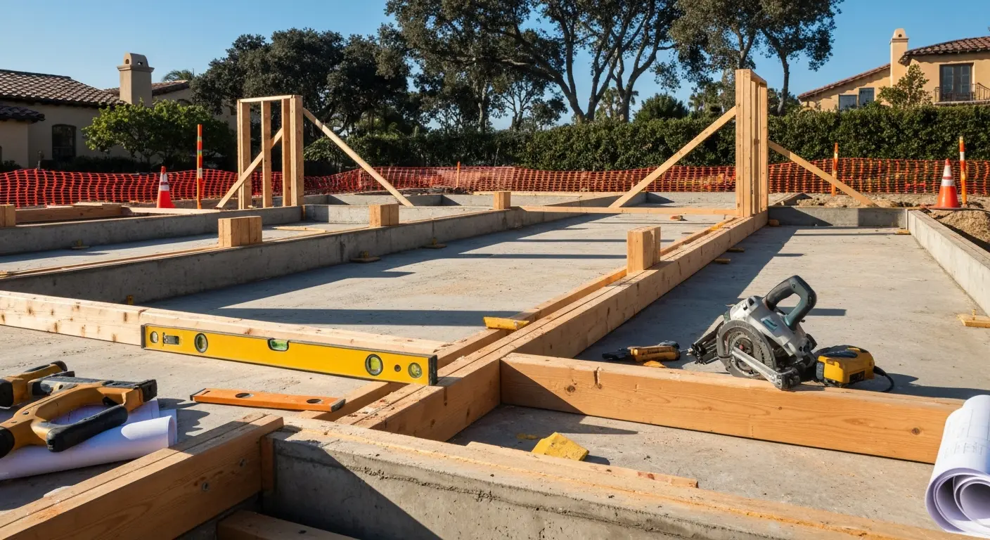 Framing and foundation work