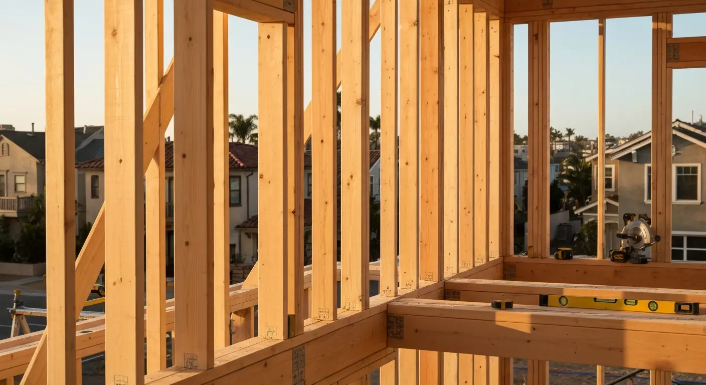 Framing work on Pacific Beach home addition