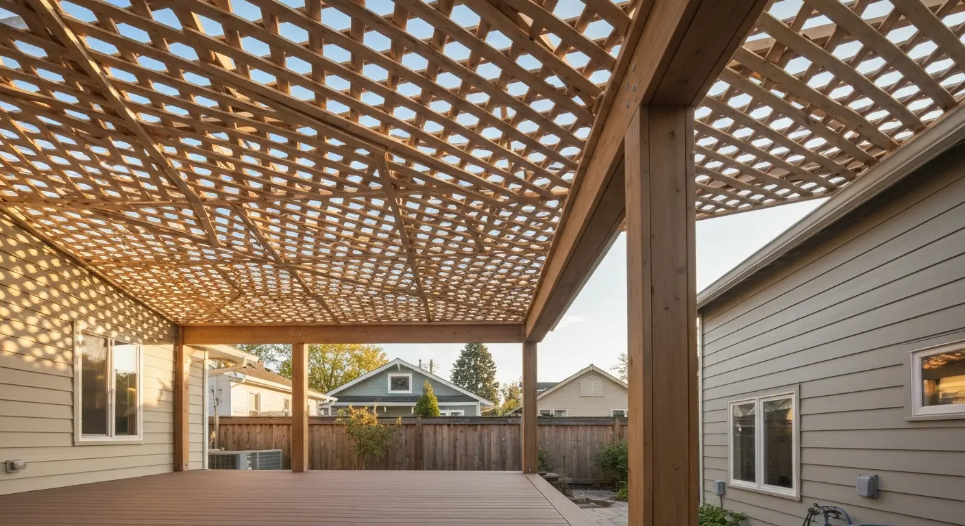 Open lattice covered deck