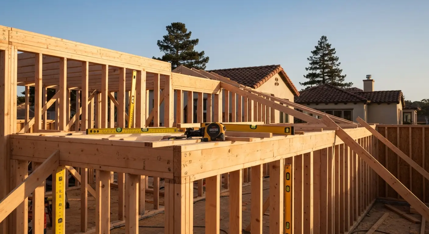 Framing work in North Park home