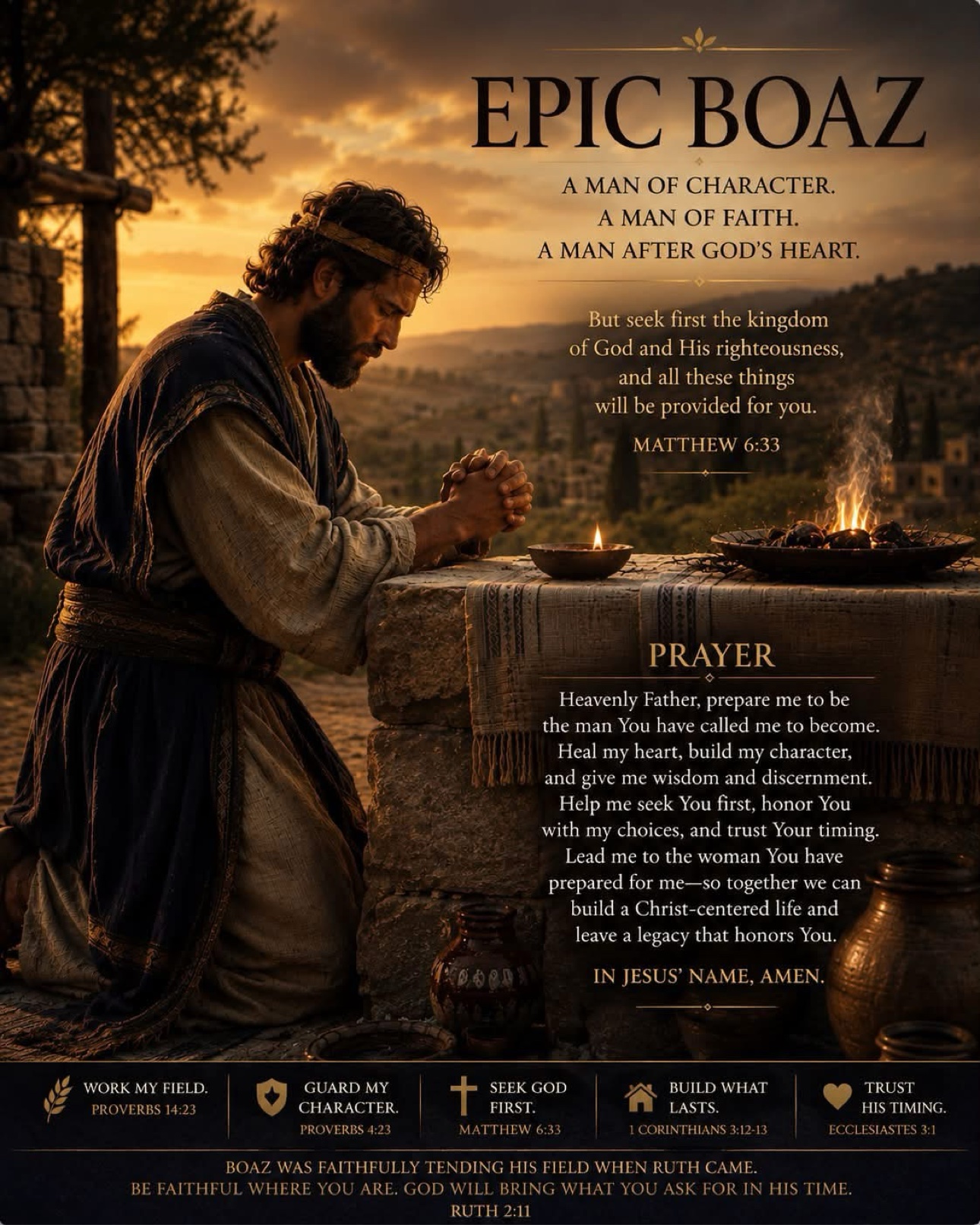 Epic Boaz Prayer Poster - Matthew 6:33