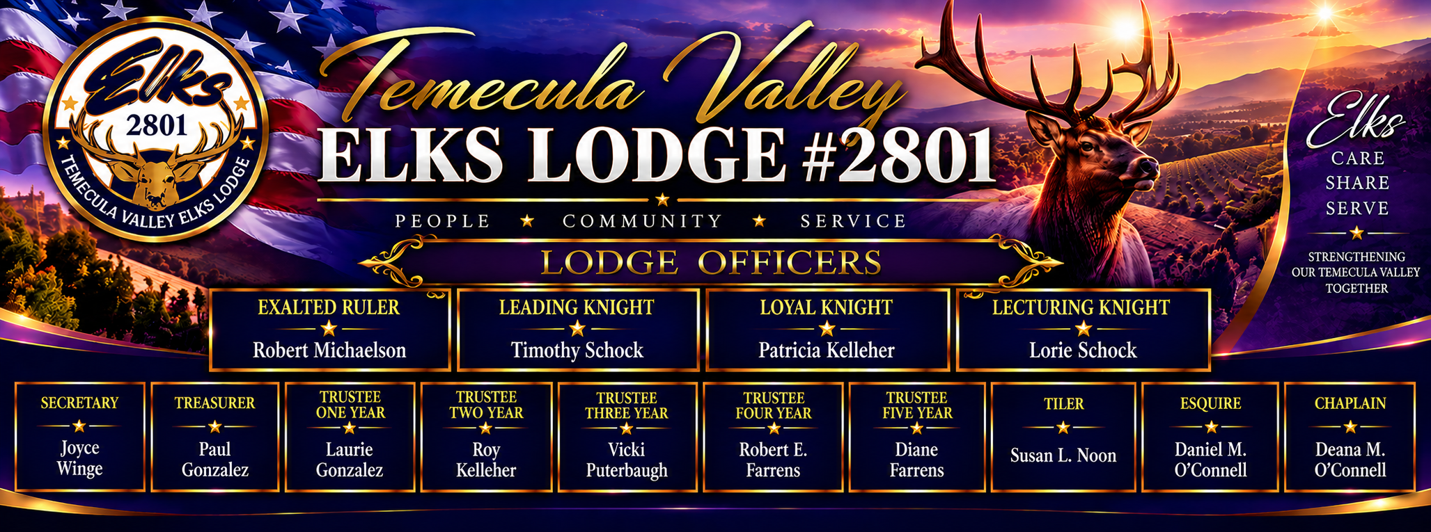 Temecula Valley Elks Lodge #2801 Lodge Officers