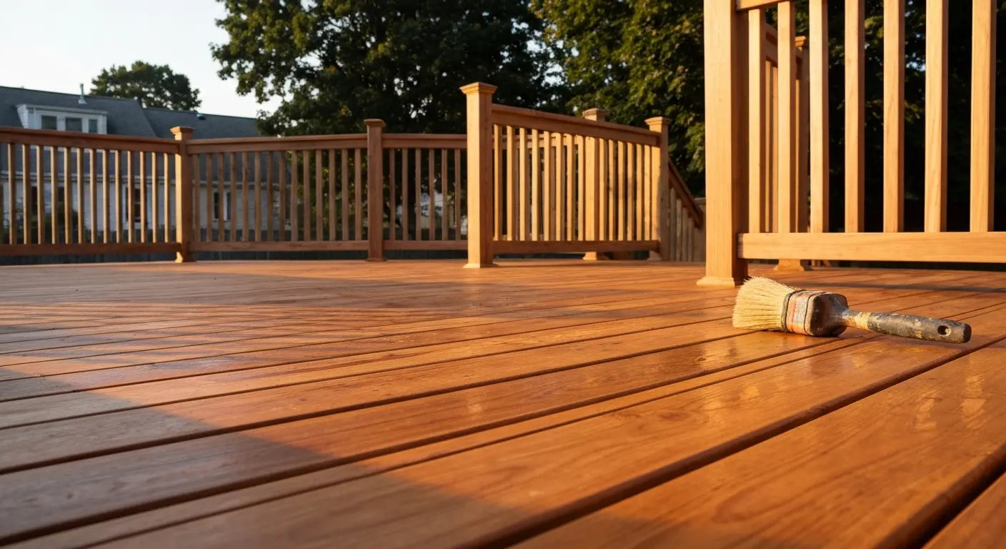 Cedar wood deck with natural finish