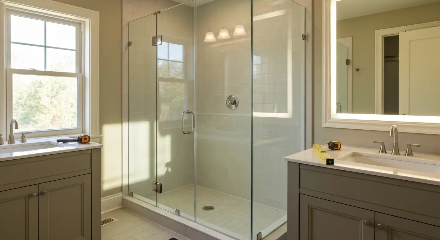 Frameless glass shower enclosure