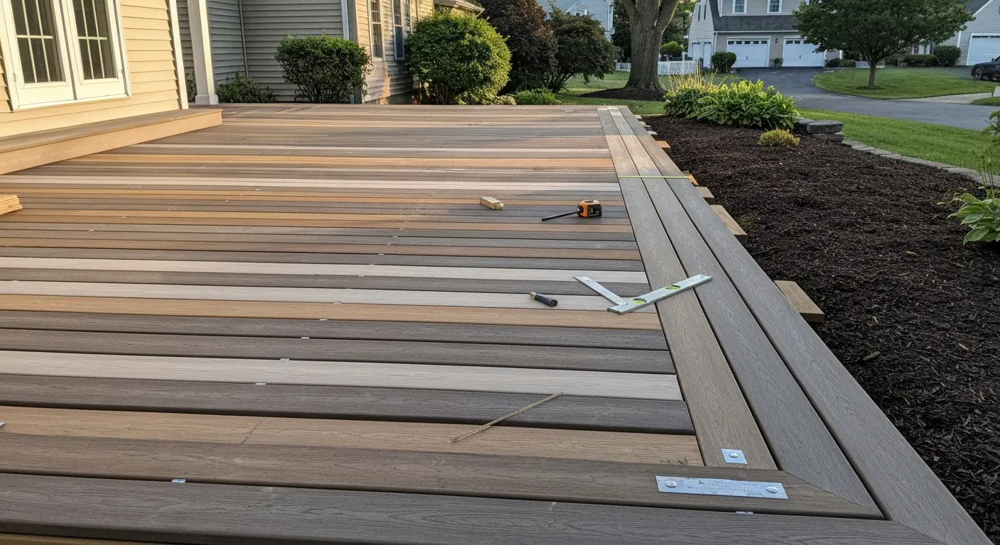 Composite deck with mixed materials