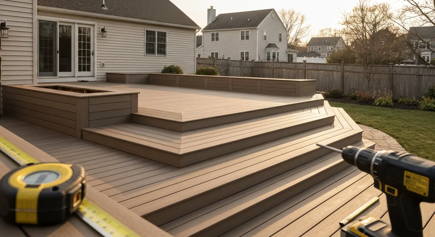 Multi-level deck with integrated features