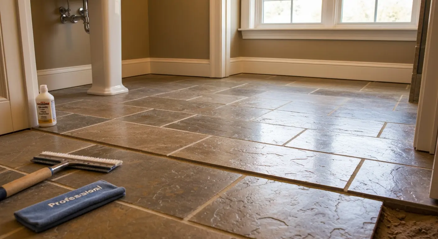 Natural stone bathroom floor