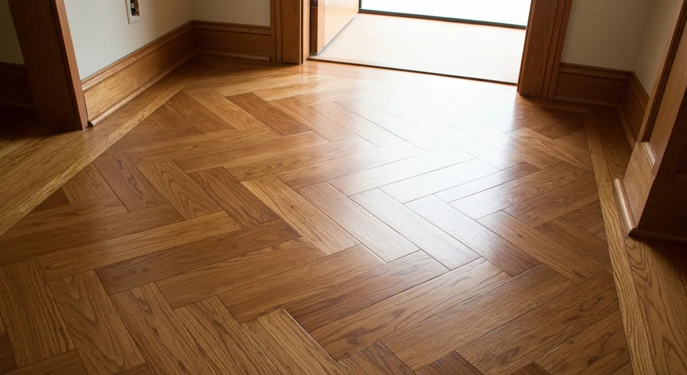 Custom herringbone hardwood